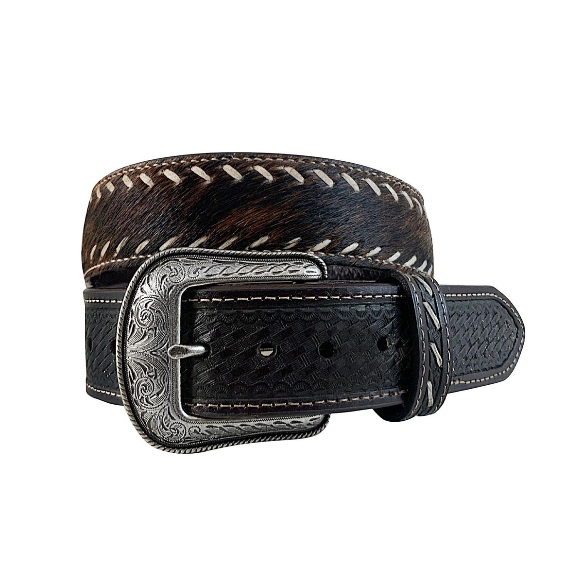 Roper Mens Belt 1.1/2’’ Hair On Hide With Lacing Brown