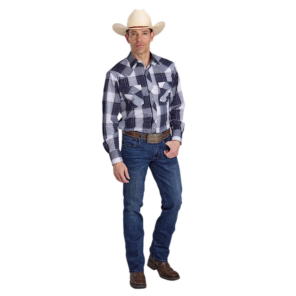 Roper Men’s Karman Classic 55/45 Shirt - Plaid Blue