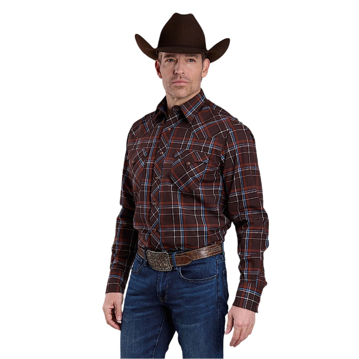 Roper Men’s West Made Collection Shirt - Brown Plaid