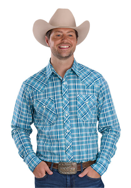 Roper Men’s West Made Collection Shirt - Light Blue Plaid