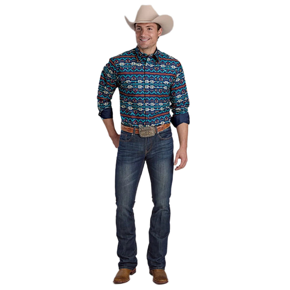Roper Men’s West Made Collection Shirt - Print Blue