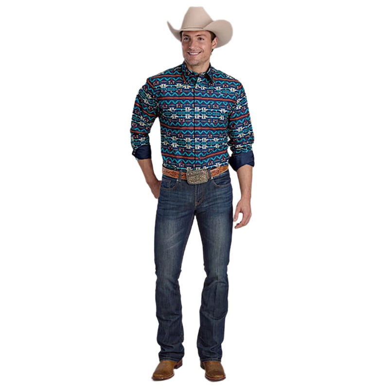 Roper Men’s West Made Collection Shirt - Print Blue