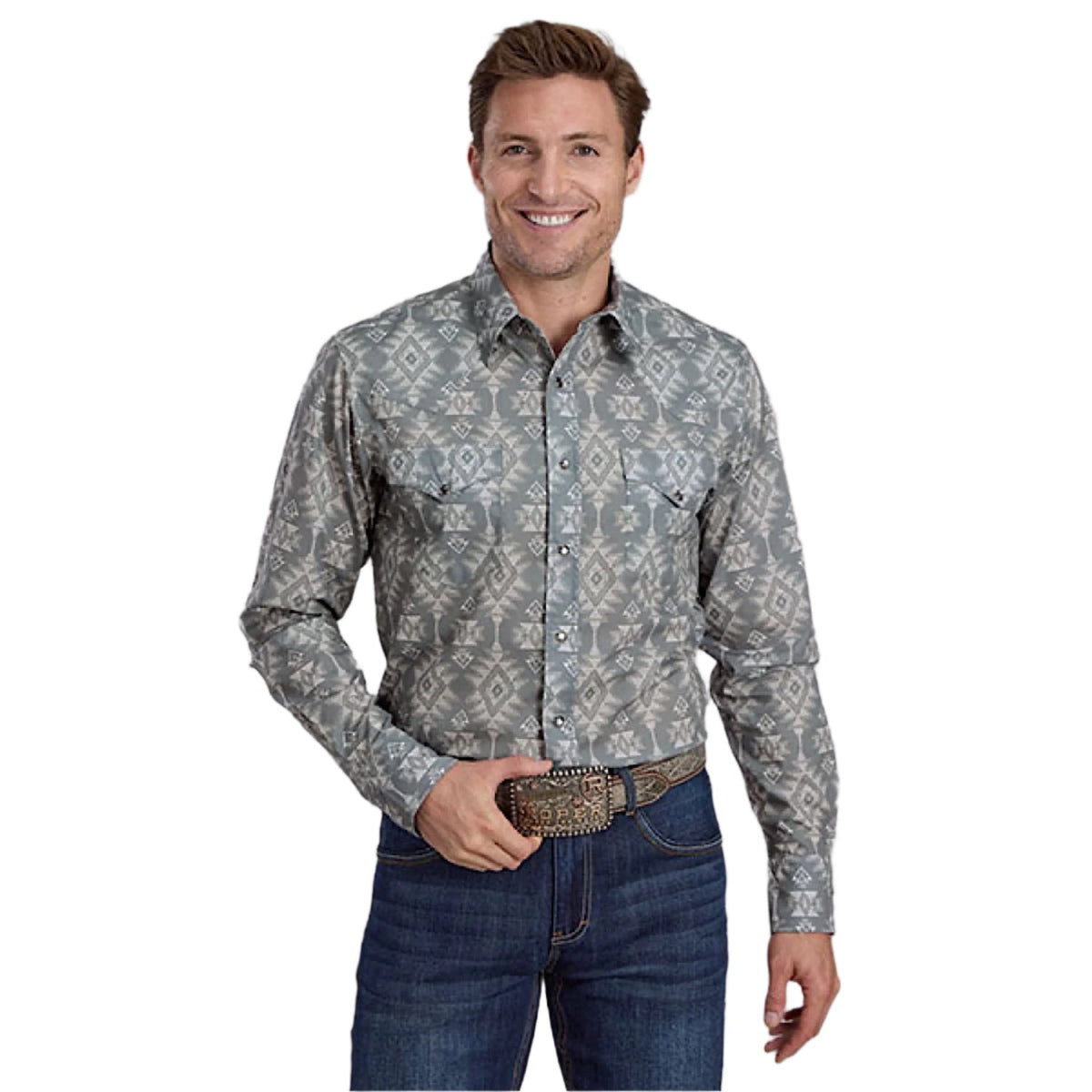 Roper Men’s West Made Collection Shirt - Print Grey