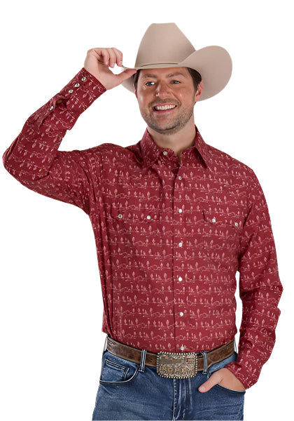 Roper Men’s West Made Collection Shirt - Print Red