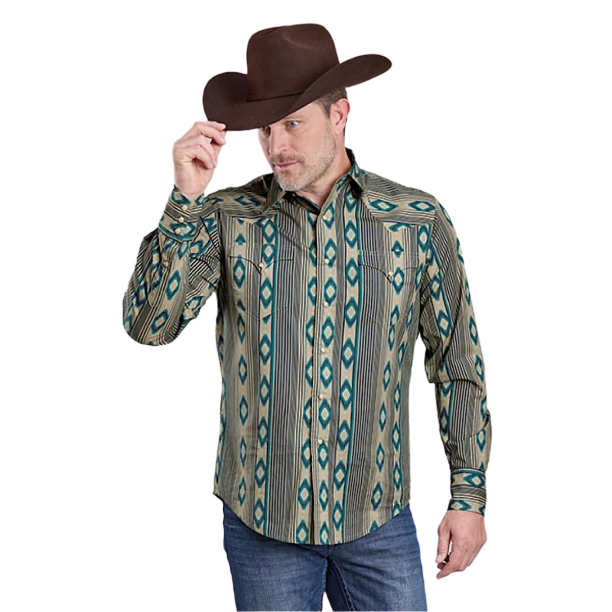 Roper Men’s West Made Collection Shirt - Vertical Aztec Print