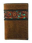 Roper Wallet - Tri-Fold Tooled Leather Tan
