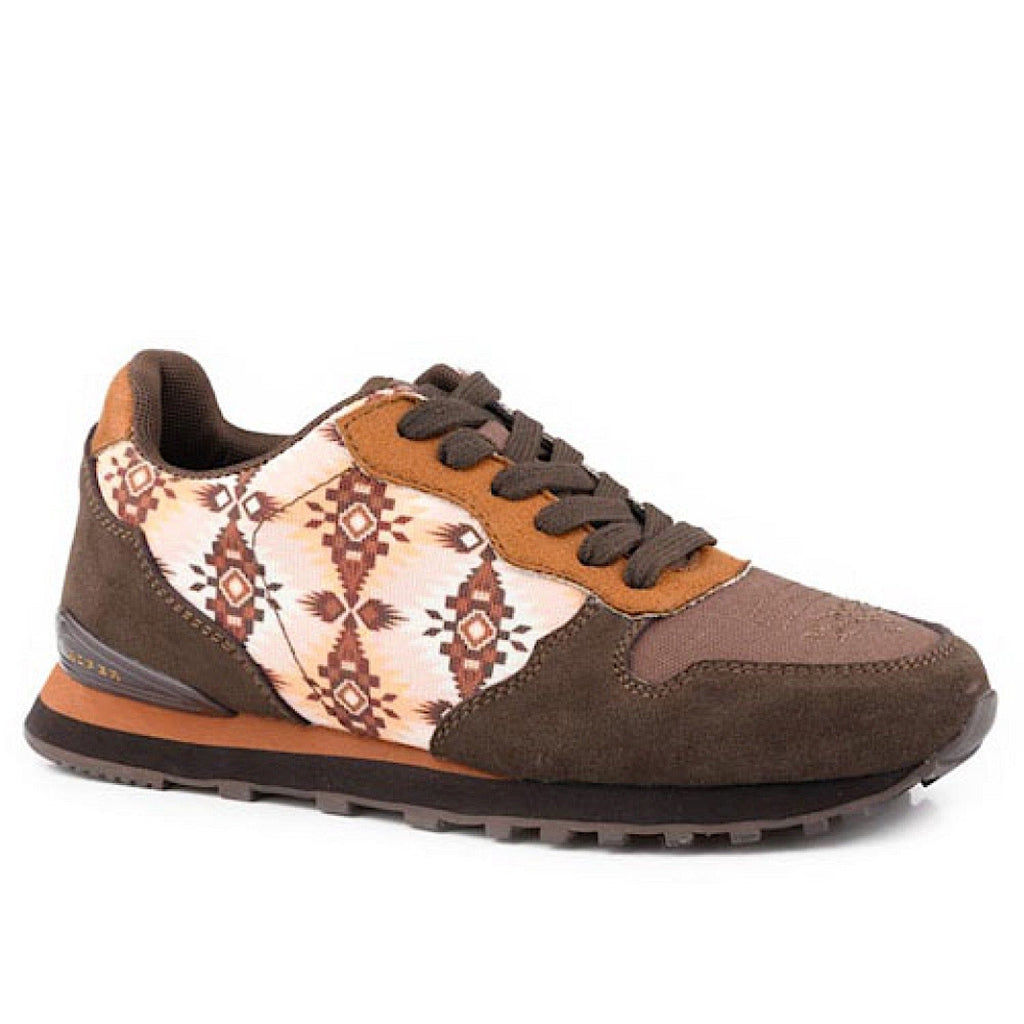 Roper Giddyup Western Stitch Jogger (Tan)- Women's Lace Up Suede Sneaker