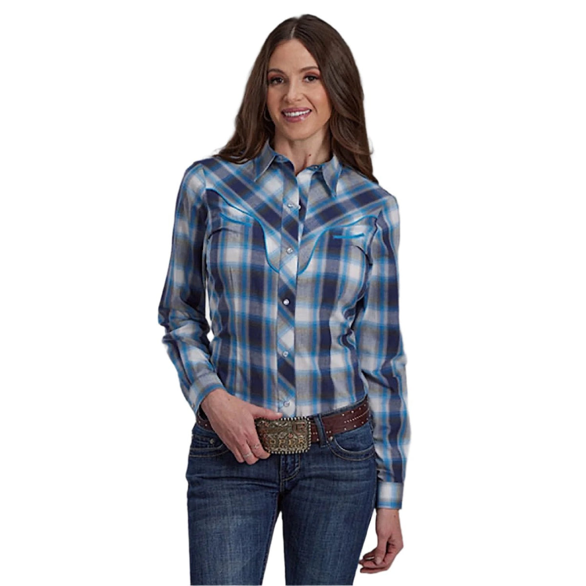 Roper Women’s Karman Special Style Collection Shirt - Plaid Blue