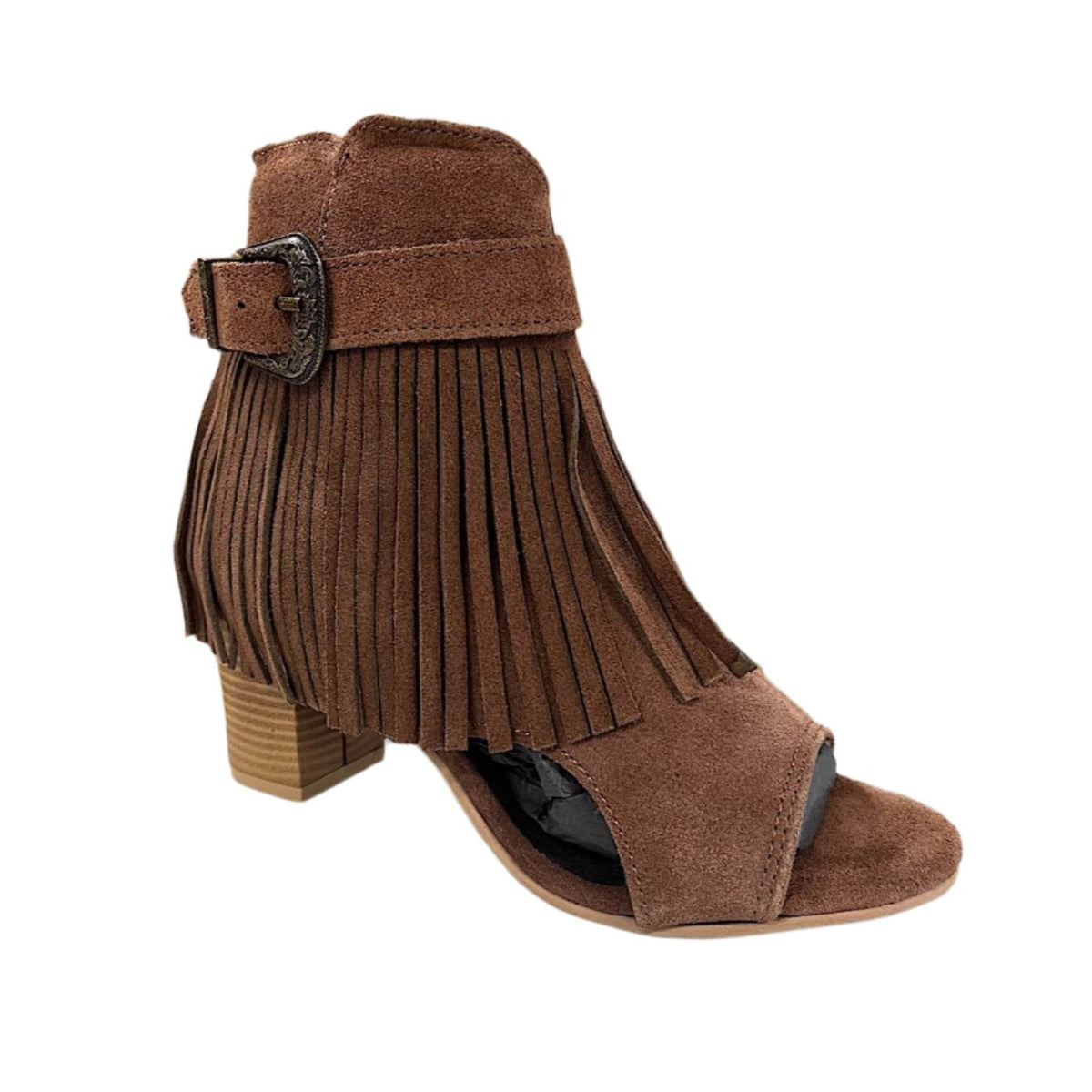 Roper Women’s Mika Fringe Buckle - Brown Suede