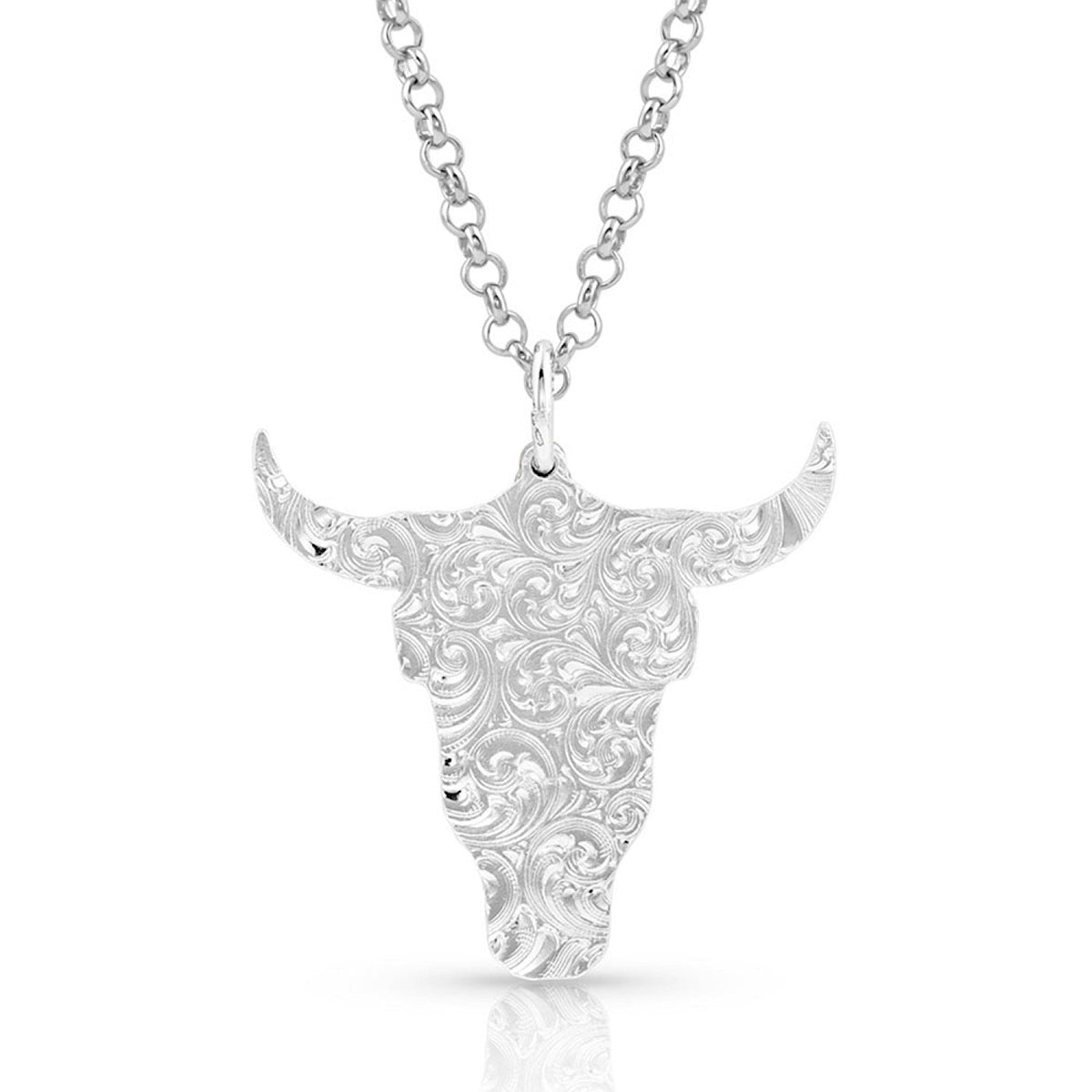 Sedona Ranch Steer Skull Feather Necklace