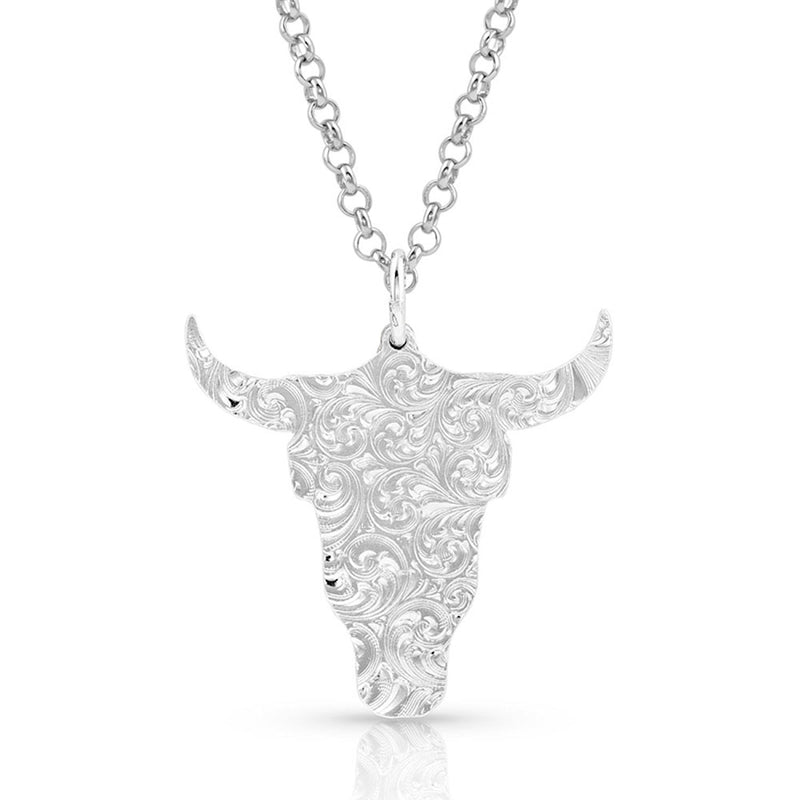 Sedona Ranch Steer Skull Feather Necklace