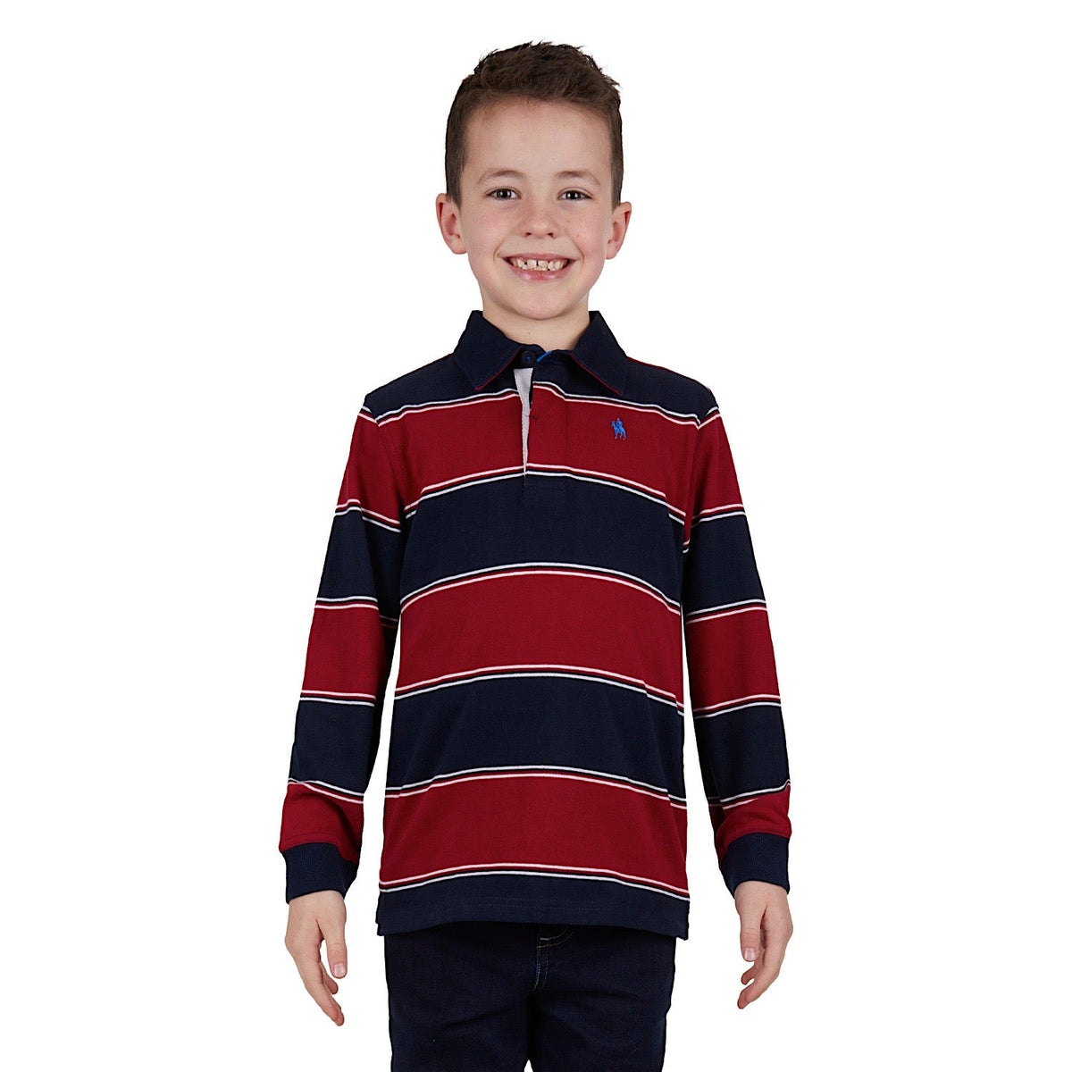 Thomas Cook Boy’s Dunkeld Stripe Rugby - Navy/Red