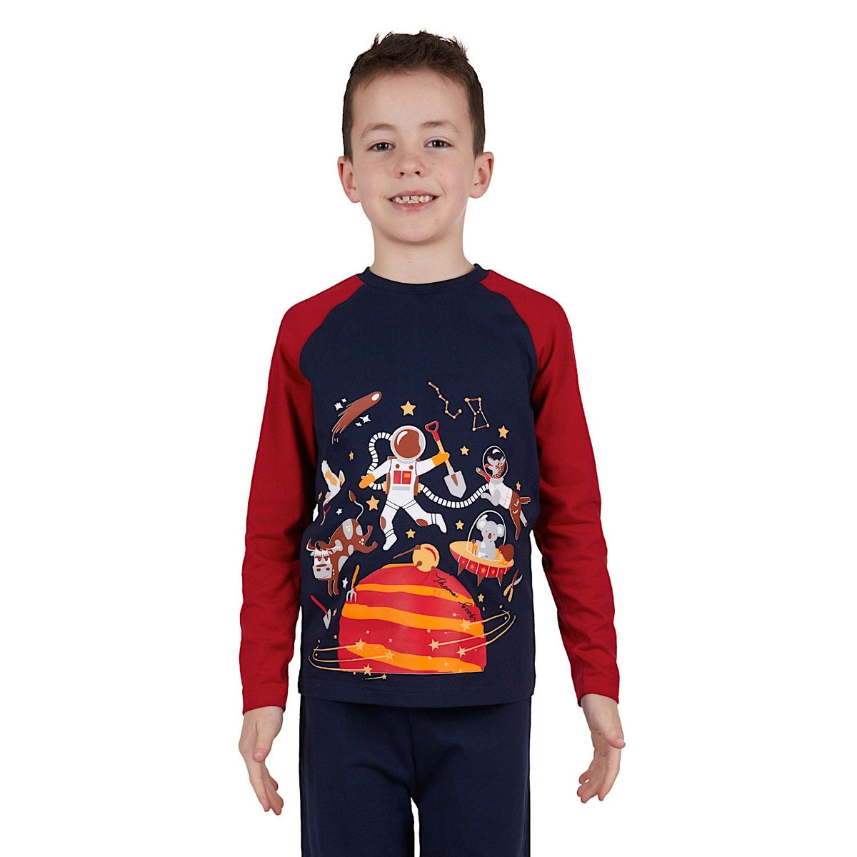 Thomas Cook Boys Moon Jump Glow-In-The-Dark PJs Navy/Red