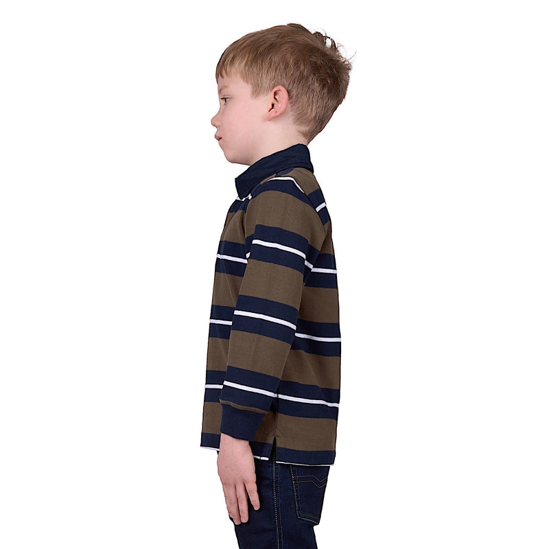 Thomas Cook Boy’s Peter Stripe Rugby - Navy/Dark Tan
