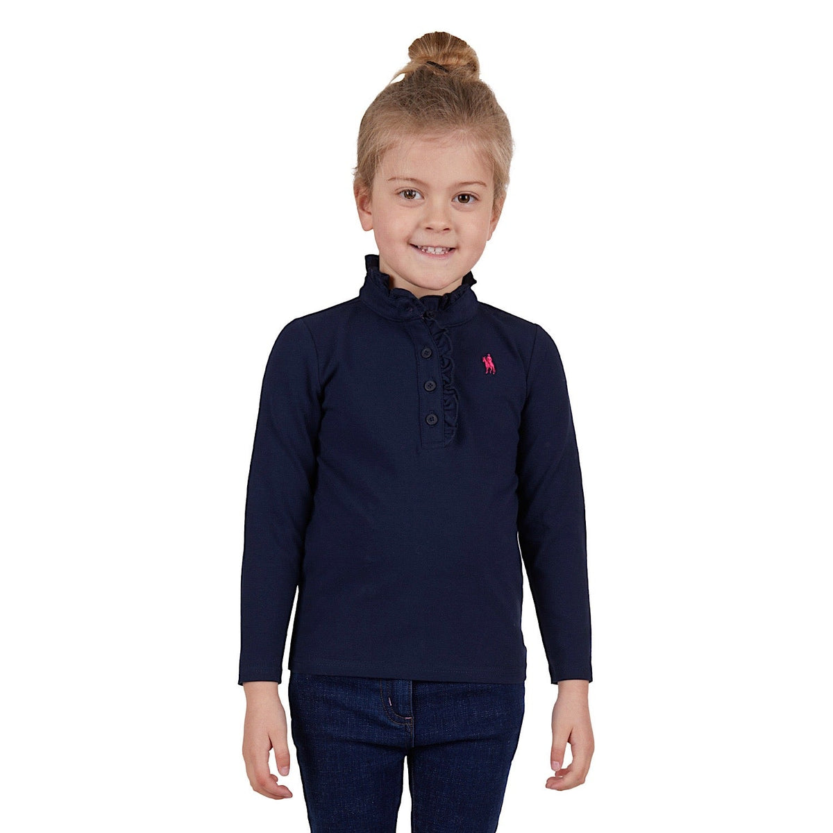 Thomas Cook Girls Frill Neck Long Sleeve Polo Navy