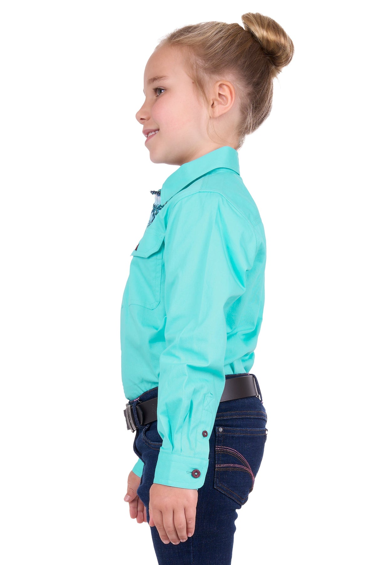 Thomas Cook Girl’s Light Half Placket Shirt Aqua