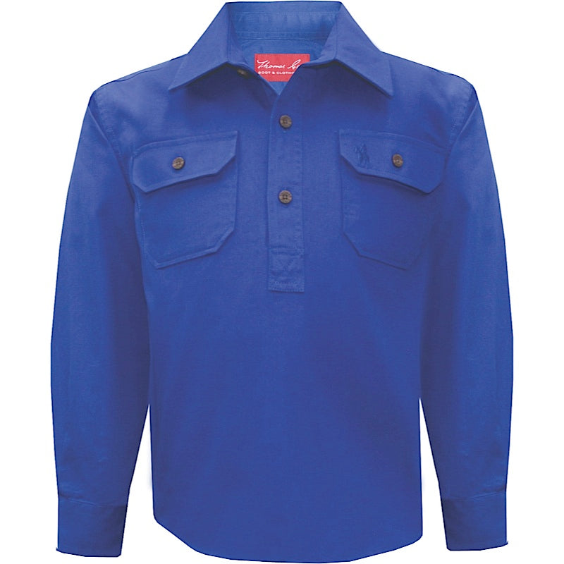 Thomas Cook Kid’s Heavy Cotton Drill 1/2 Plkt Shirt Cobalt