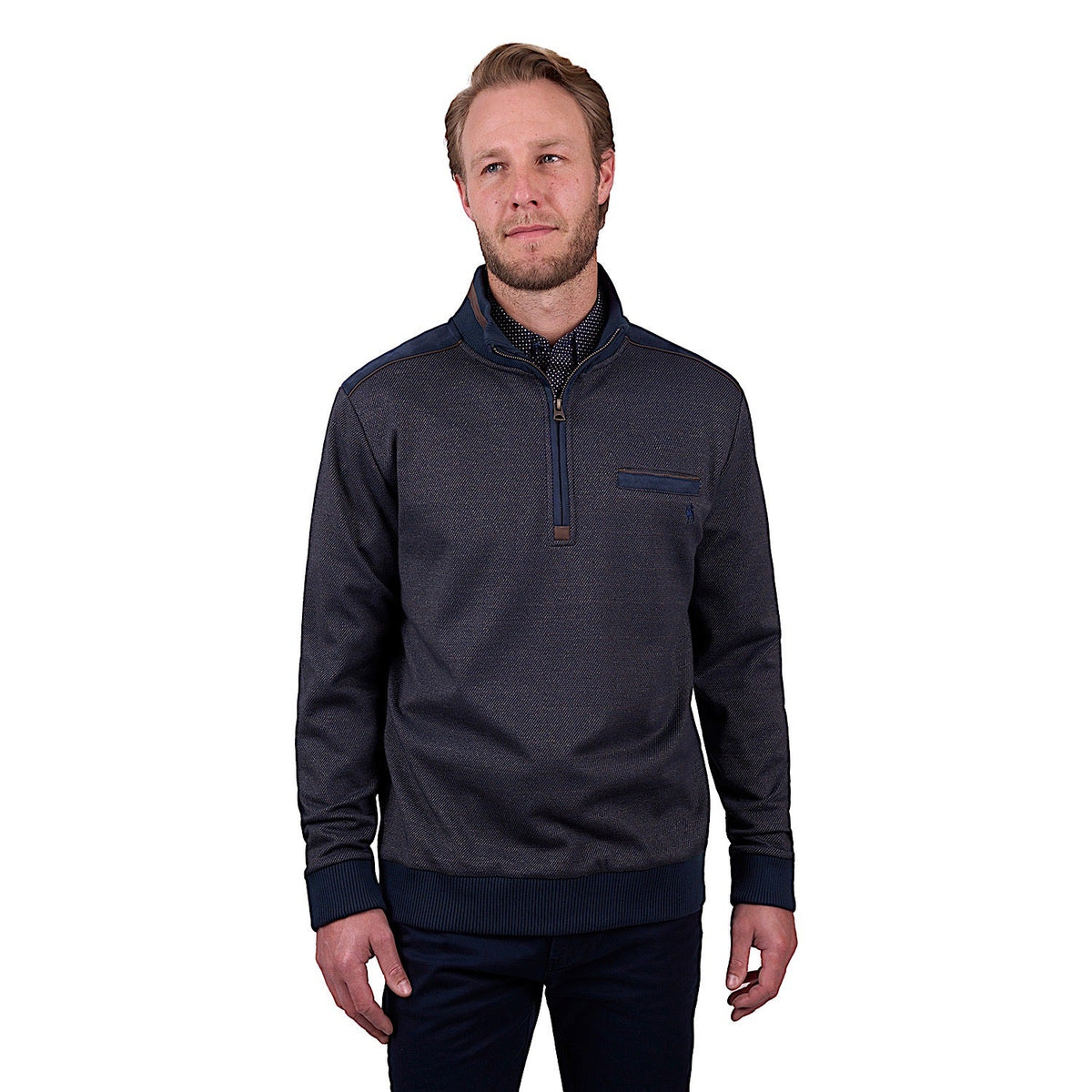 Thomas Cook Men’s Blake 1/4 Zip Jumper - Navy/Tan