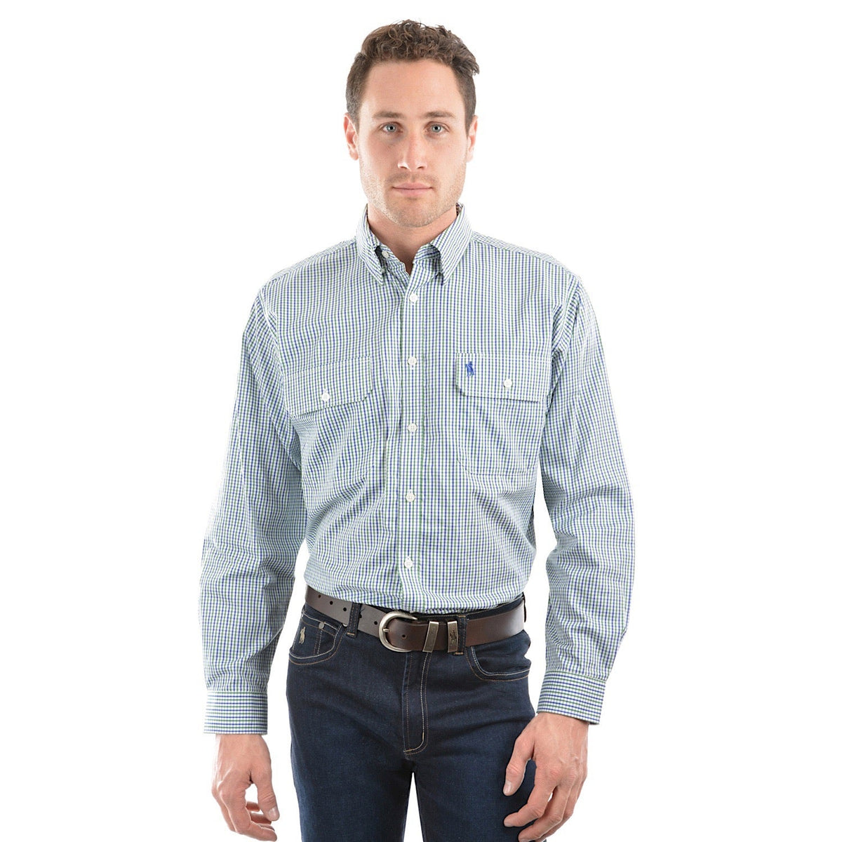 Thomas Cook Men’s Classic Wentworth Check Shirt - Royal Blue/Green