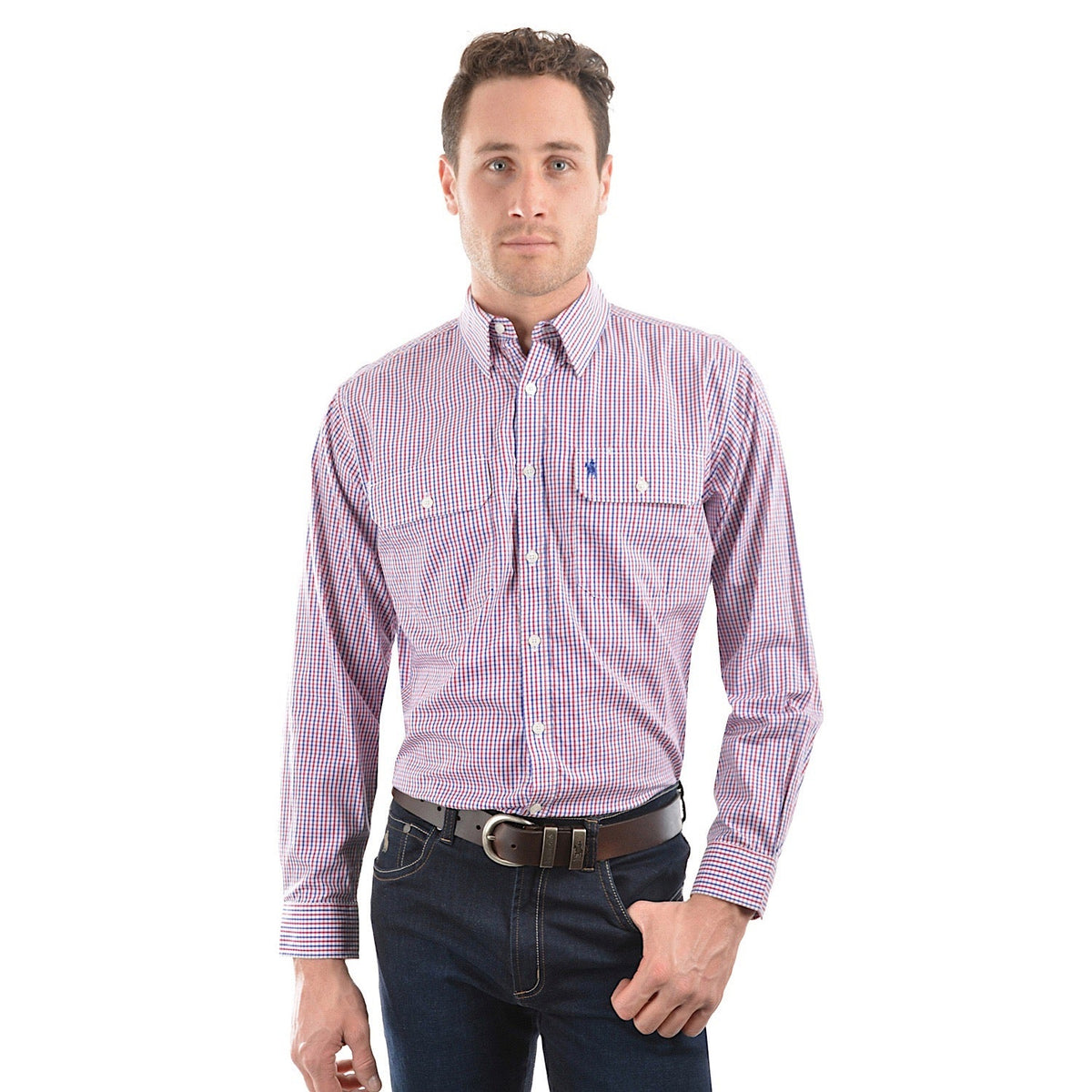 Thomas Cook Men’s Classic Wentworth Check Shirt - Royal Blue/Red