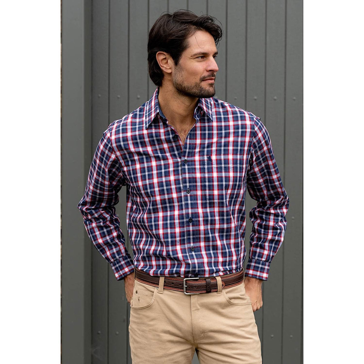 Thomas Cook Mens Colby Check 1-Pocket Shirt Navy/Red