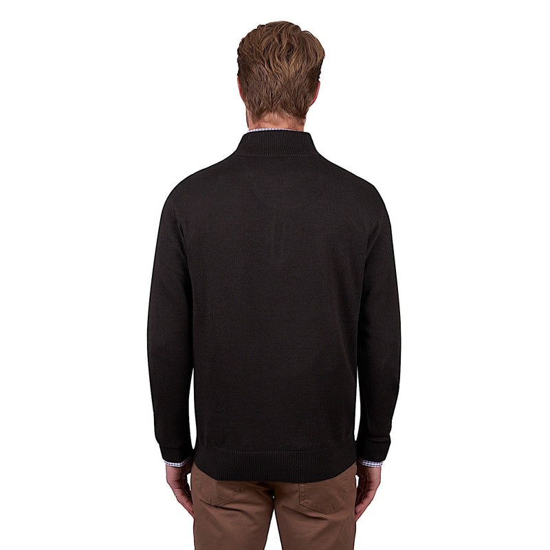 Thomas Cook Men’s Daniel Merino Blend 1/4 Zip Knit Jumper - Dark Brown