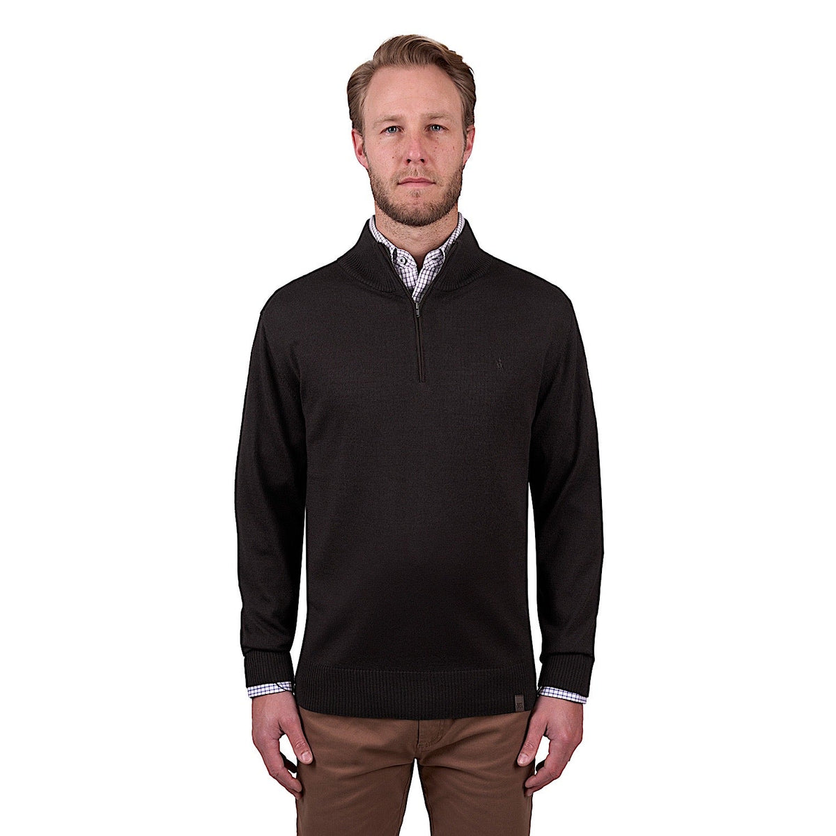 Thomas Cook Men’s Daniel Merino Blend 1/4 Zip Knit Jumper - Dark Brown