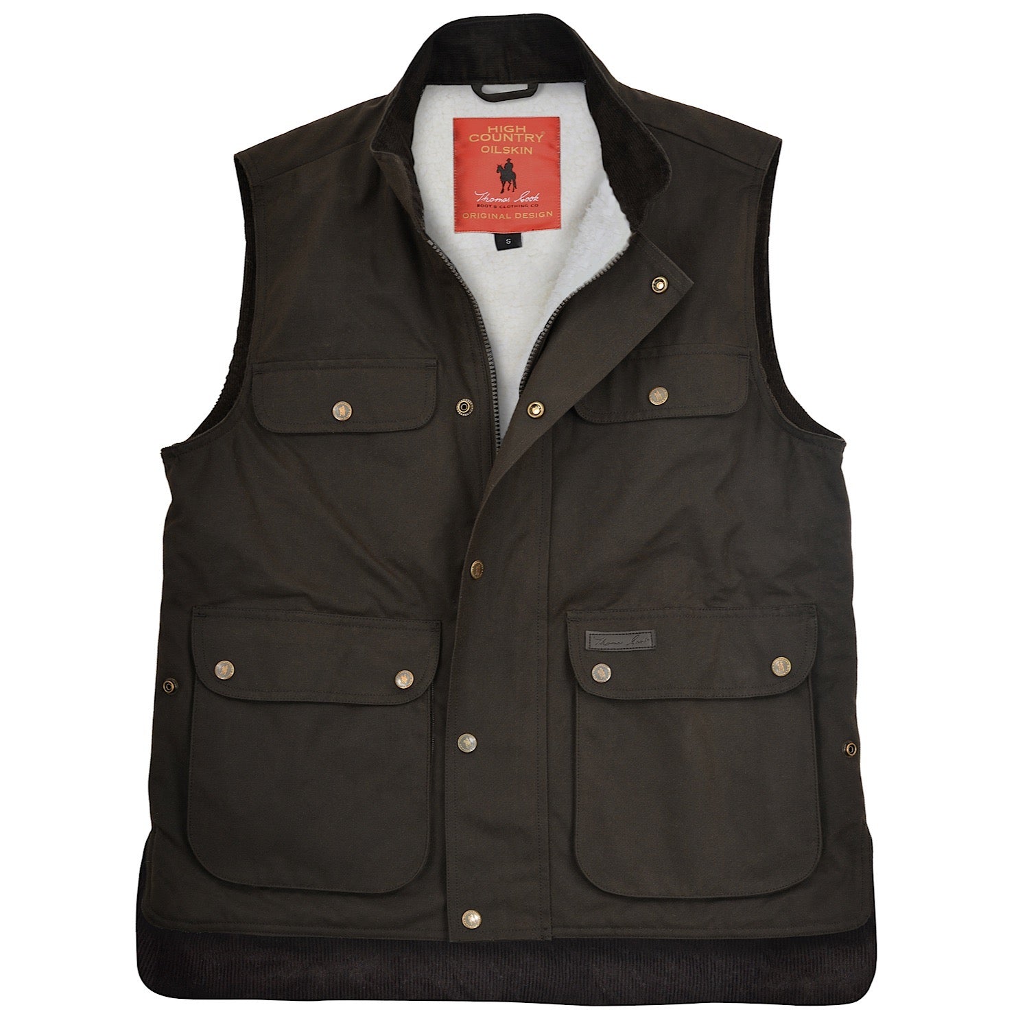 Buy Thomas Cook Mens Oilskin Sherpa Vest Rustic Mulch | The Stable