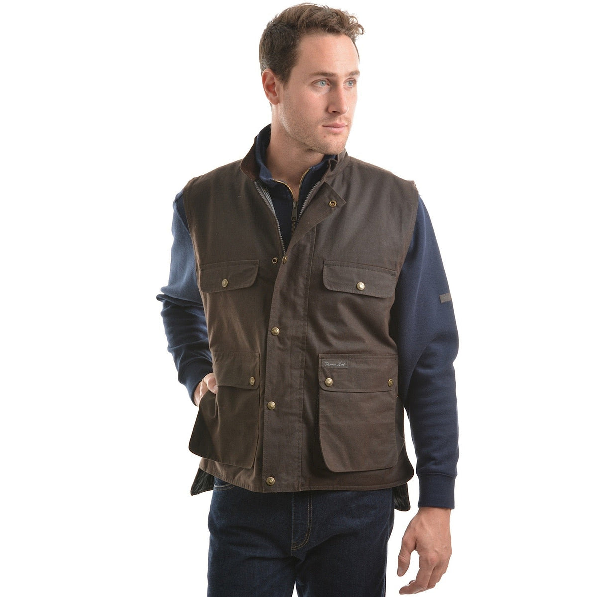 Thomas Cook Men’s High Country Professional Oilskin Vest - Rustic Mulch