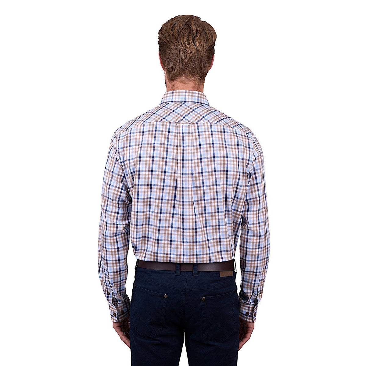 Thomas Cook Men’s Jase Check 2-Pocket Long Sleeve Shirt - Navy/Tan