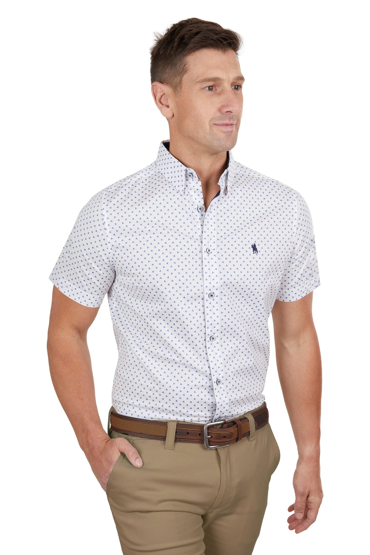 Thomas Cook Men’s Jude Tailored Short Sleeve Shirt White/Royal