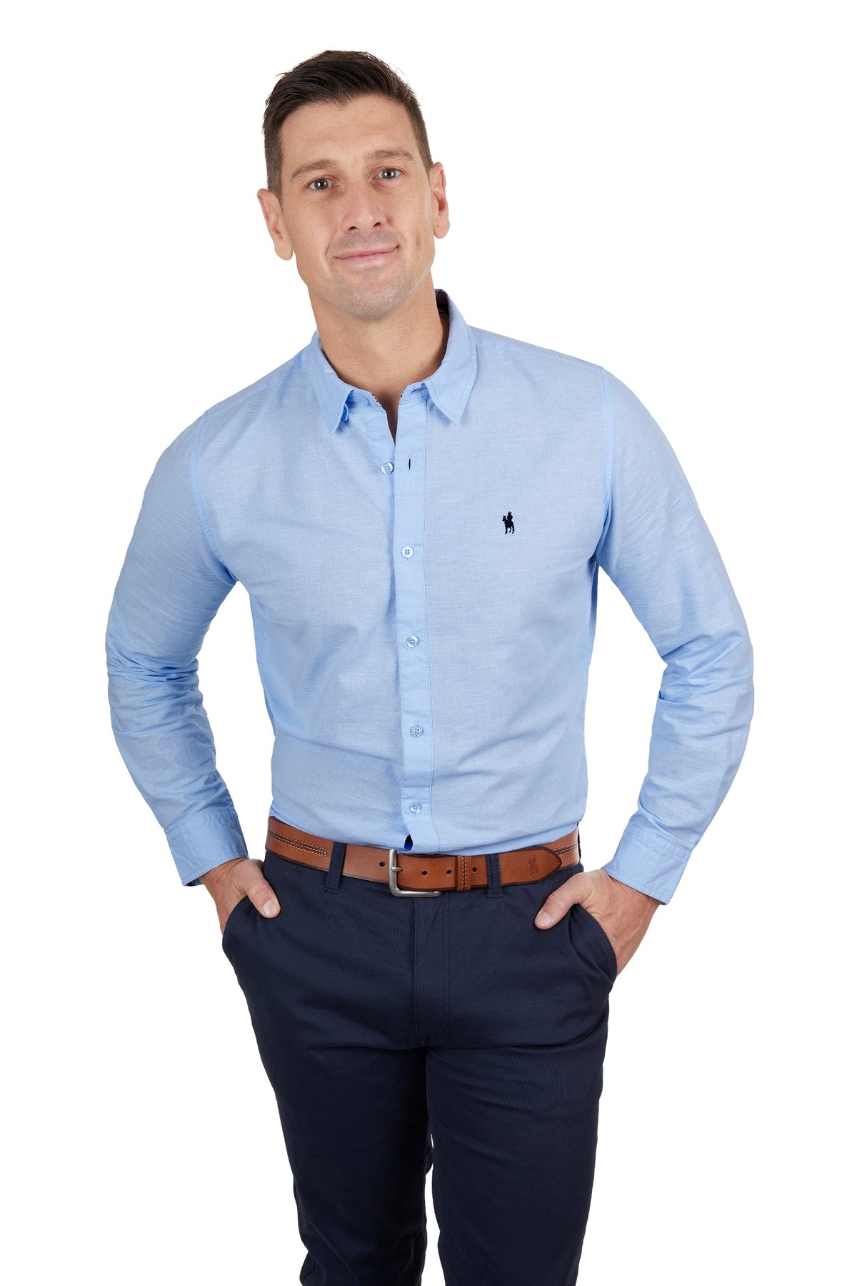 Thomas Cook Men’s Linen Tailored Shirt Light Blue