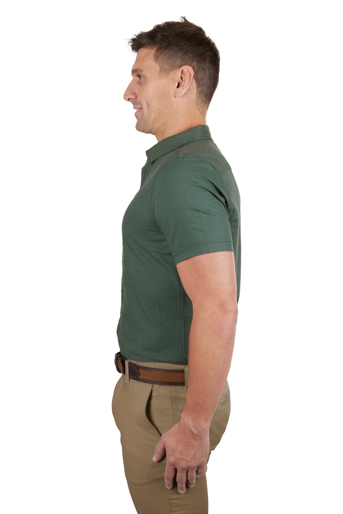 Thomas Cook Men’s Linen Tailored Short Sleeve Shirt Green