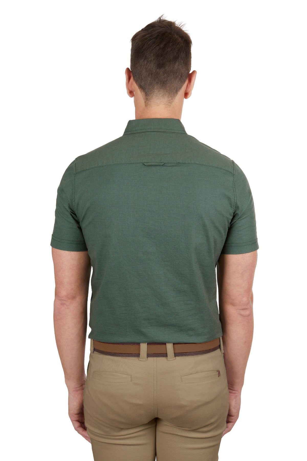 Thomas Cook Men’s Linen Tailored Short Sleeve Shirt Green