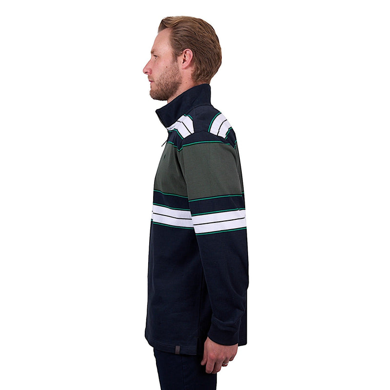Thomas Cook Men’s Lucas 1/4 Zip Stripe Rugby - Navy/Green