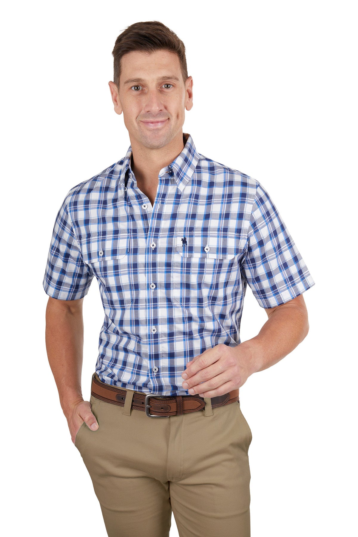 Thomas Cook Men’s Luke 2 Pocket Short Sleeve Shirt Navy/Blue