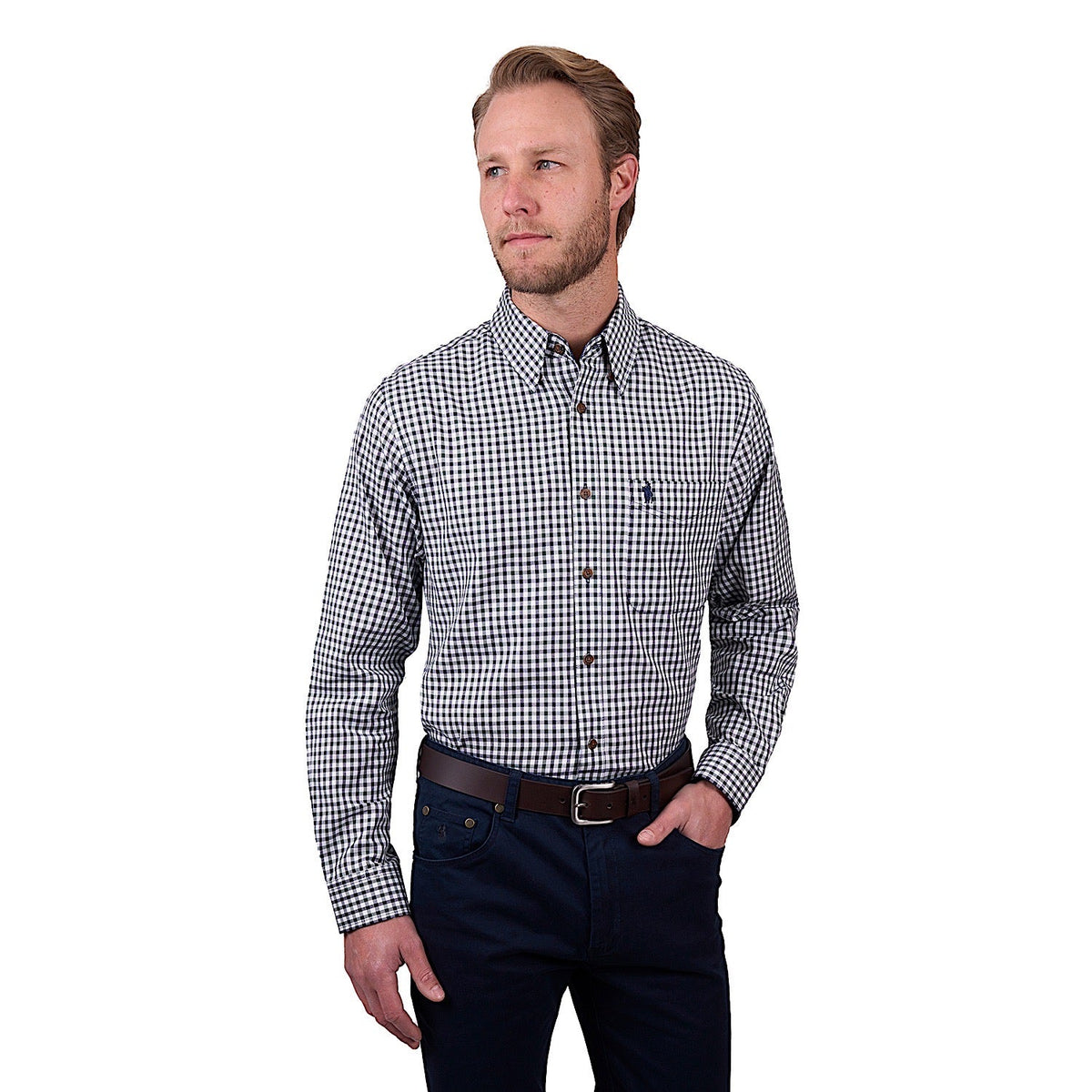 Thomas Cook Men’s Lyle Check 1-Pocket Long Sleeve Shirt - Navy/Green