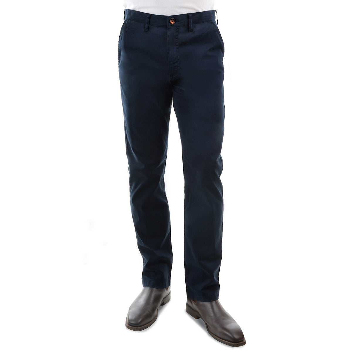Thomas Cook Mens Tailored Fit Mossman Comfort Waist Trousers Dark Navy 32’’ Leg