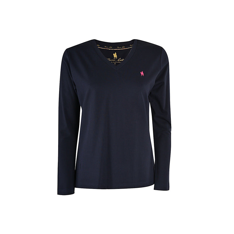 Thomas Cook Women’s Classic V Neck Long Sleeve Tee Navy