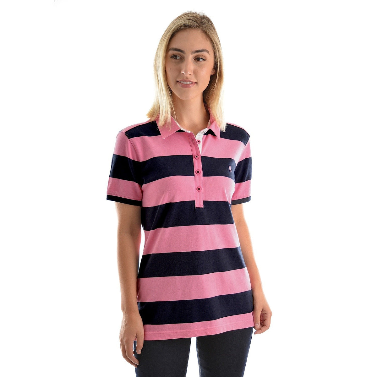 Thomas Cook Women’s Rachel Stripe Polo Soft Pink/Dark Navy