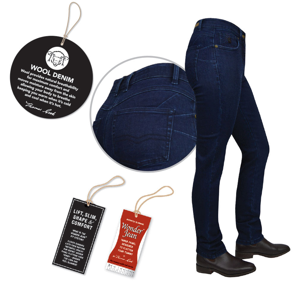 Thomas Cook Women’s Wool Slim Leg Wonder Jean Dark Indigo 32’’ Leg