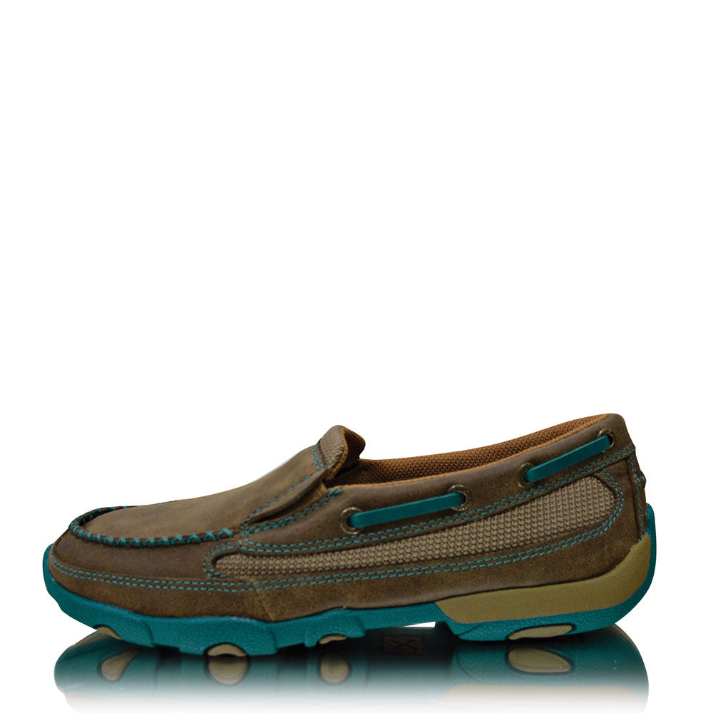 Twisted X Women’s Casual Driving Mocs Boat Slip On Bomber/Turquoise