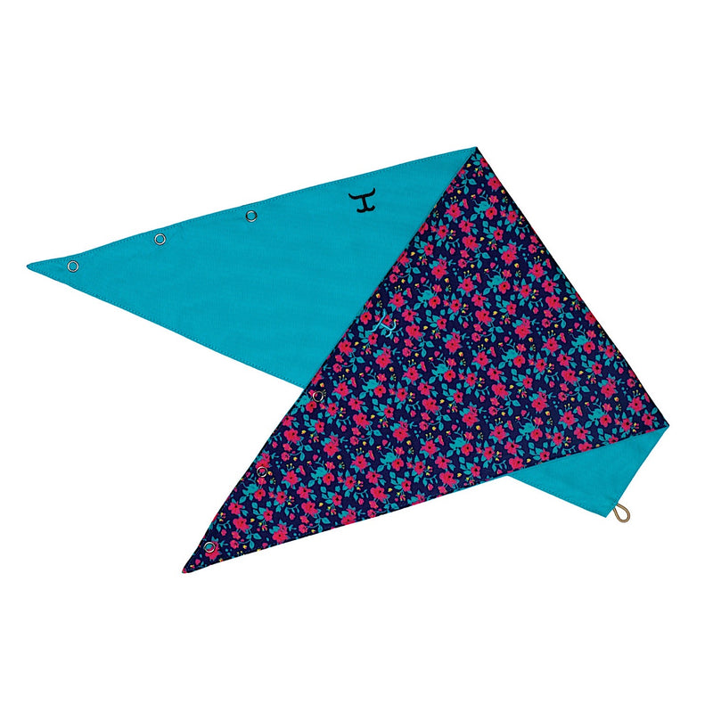 Just Country Carlee Double Sided Scarf - Navy Pansies/Turquoise