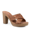 Roper Womens Mika Cross Strap - Tan Tooled Leather
