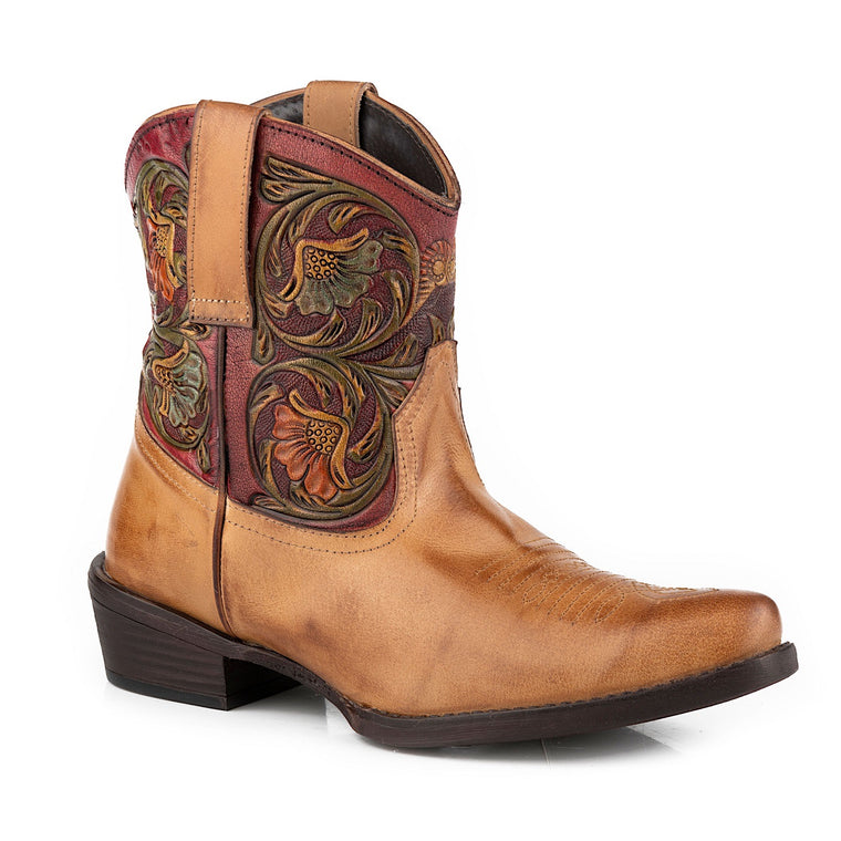 Roper Womens Dusty Tooled Tan Leather