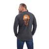 ARIAT Mens Rebar Cotton Strong Roughneck Graphic L/S T-Shirt Charcoal Grey/ Safety Orange