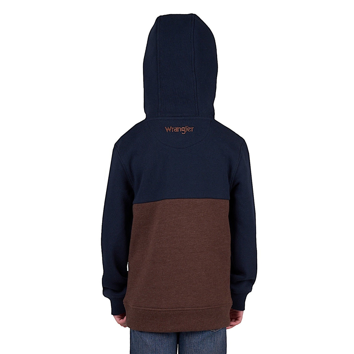 Wrangler Boy’s Paul Pullover Hoodie - Navy/Dark Tan