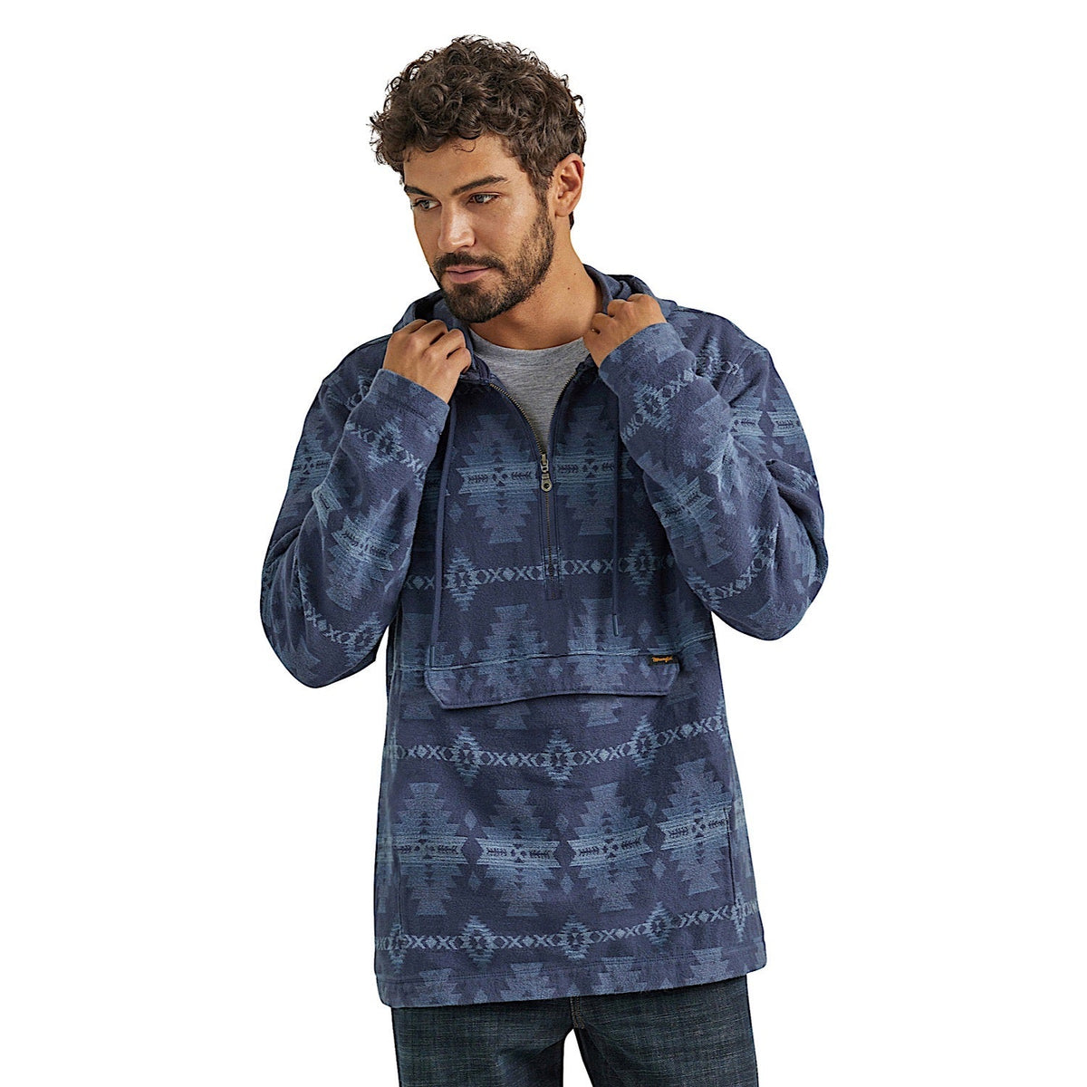 Wrangler Men’s 1/4 Zip Hoodie - Sapphire Blue