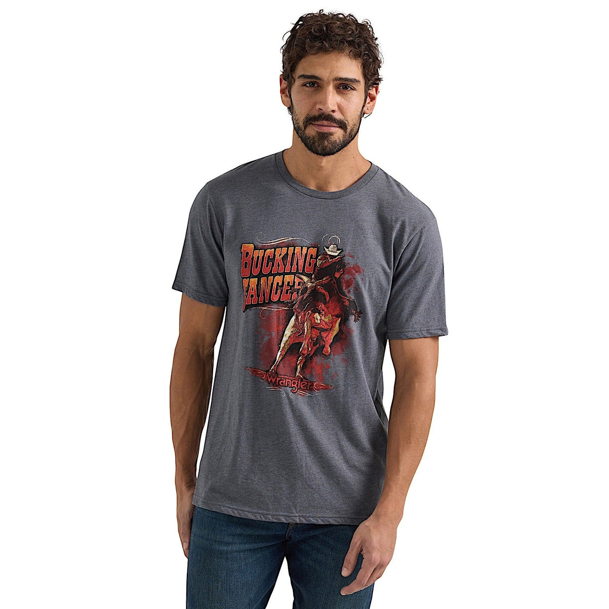 Wrangler Men’s Bucking Cancer Graphic T-Shirt - Charcoal Heather