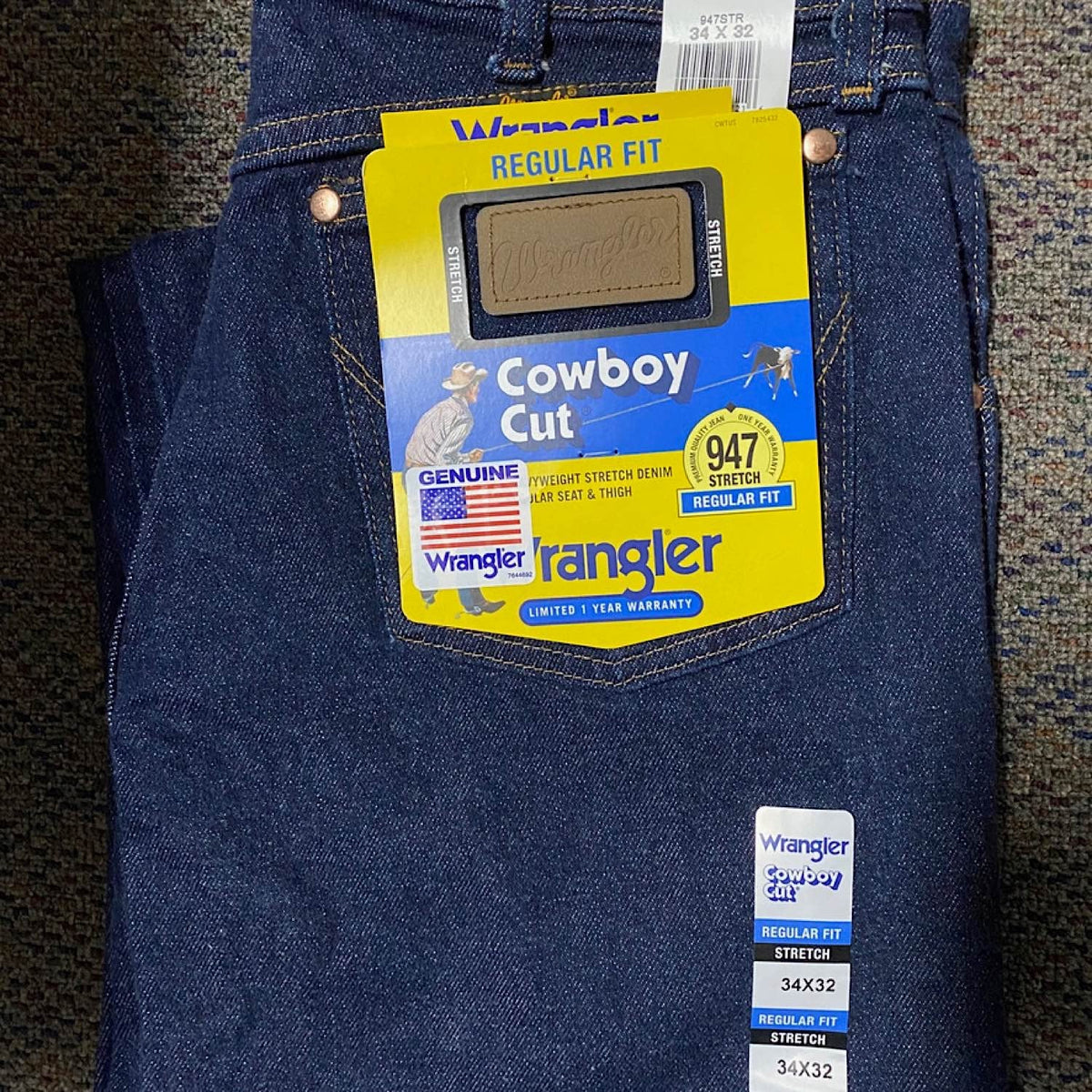 Wrangler Men’s Cowboy Cut Stretch Reg Fit Jean Navy